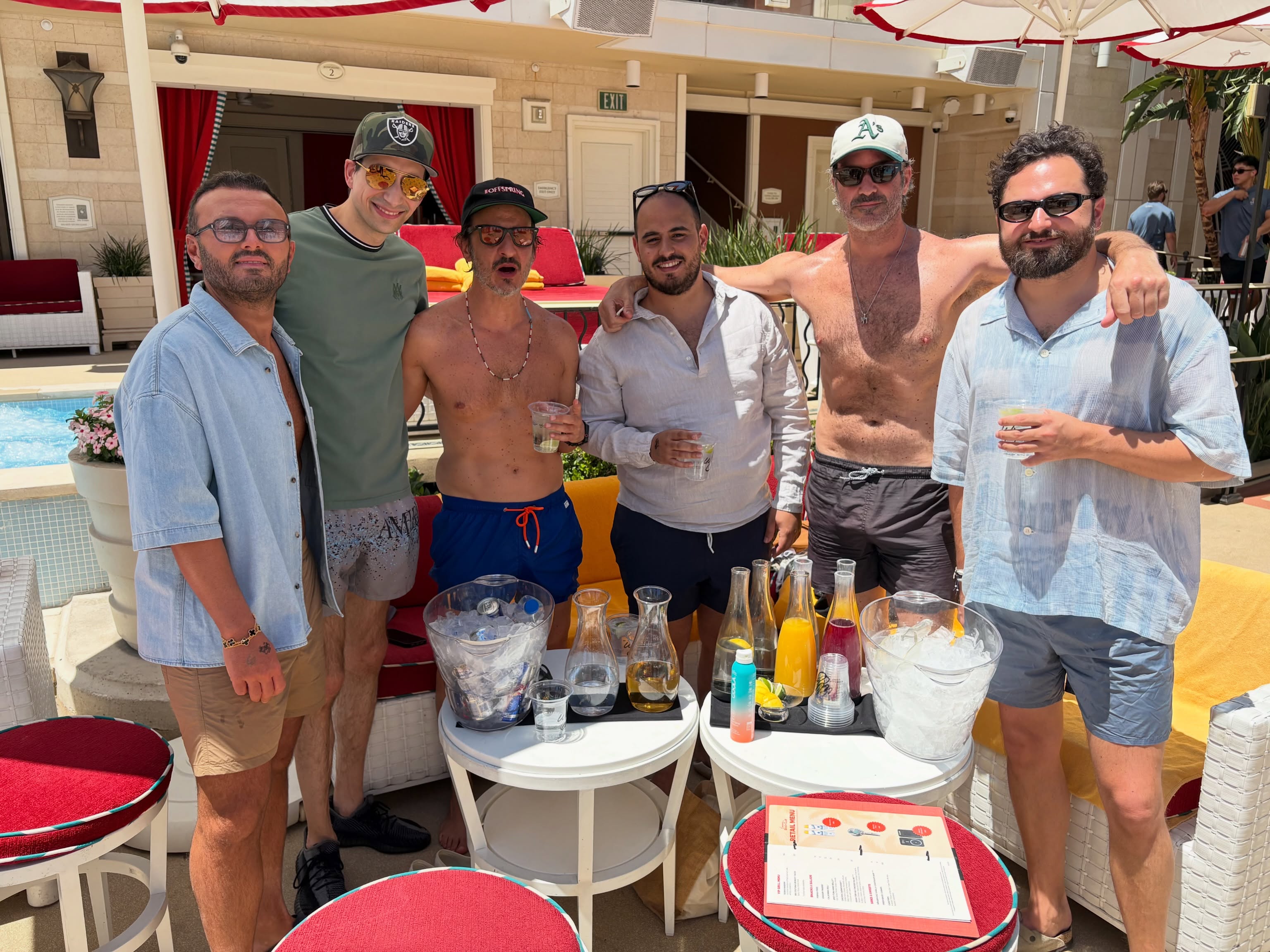 Bryan Zagury with a group of guests at a Las Vegas dayclub